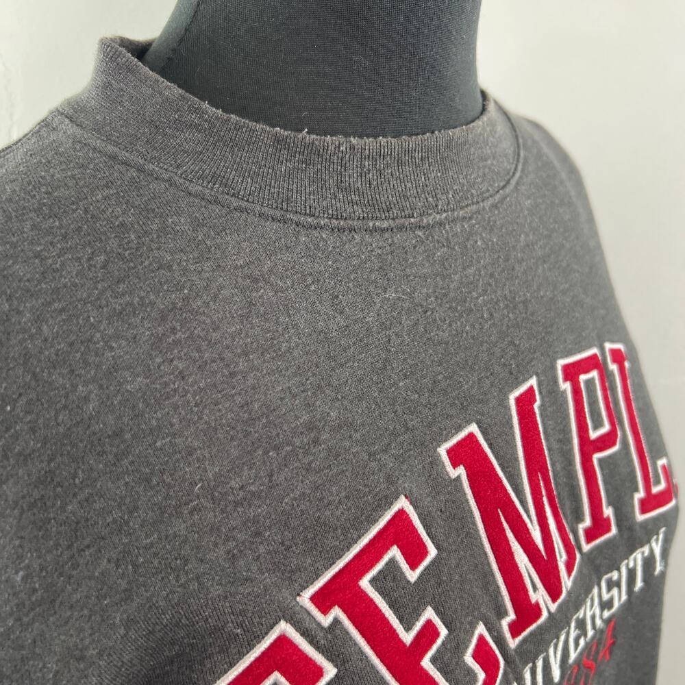 JanSport Temple University 1884 Gray Sweatshirt Cotton Crew Pullover Sz S Small - Picture 3 of 8